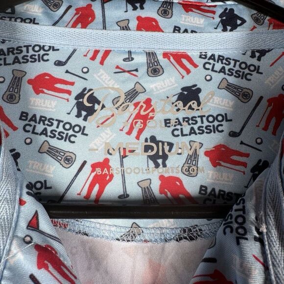 Barstool Sports Golf Polo Shirt Mens M‎ Blue Performance All Over Print - Picture 5 of 12